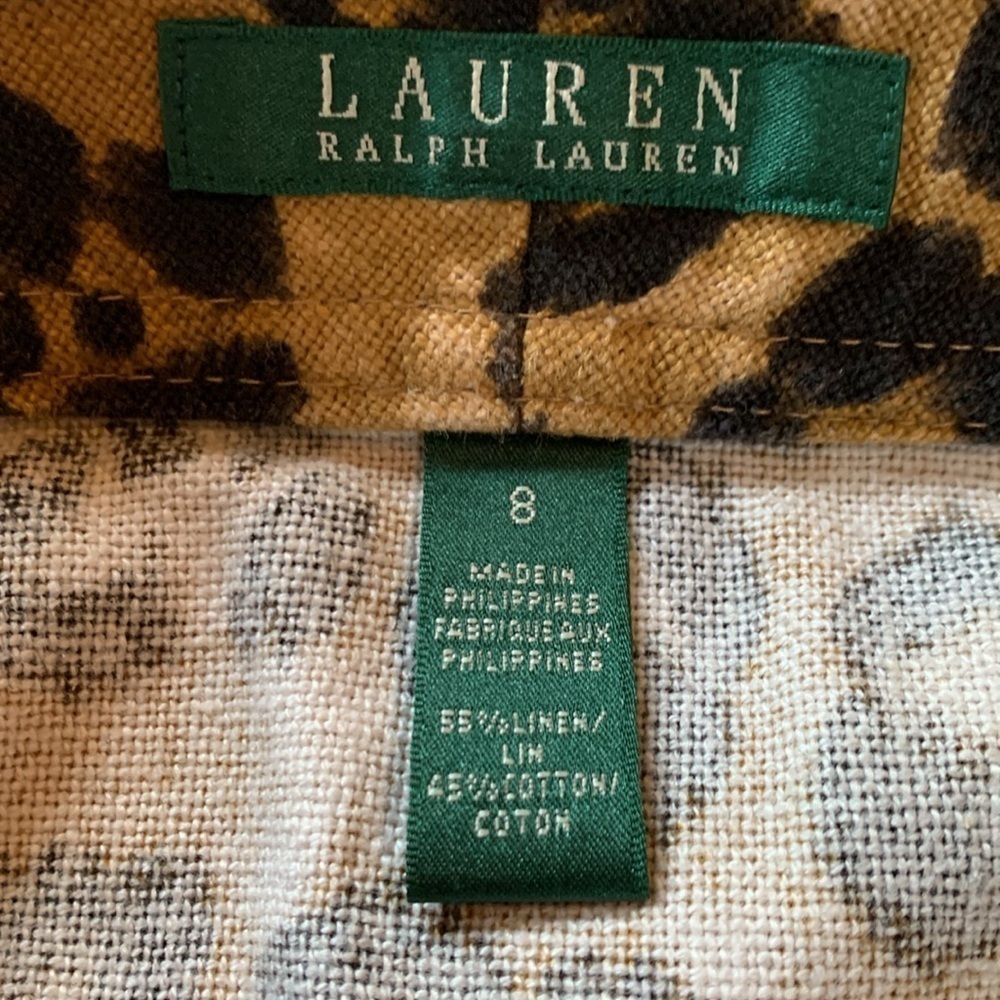 Lauren Ralph Lauren sz 8 linen/cotton leopard print skirt - Picture 6 of 7